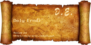 Dely Ernő névjegykártya